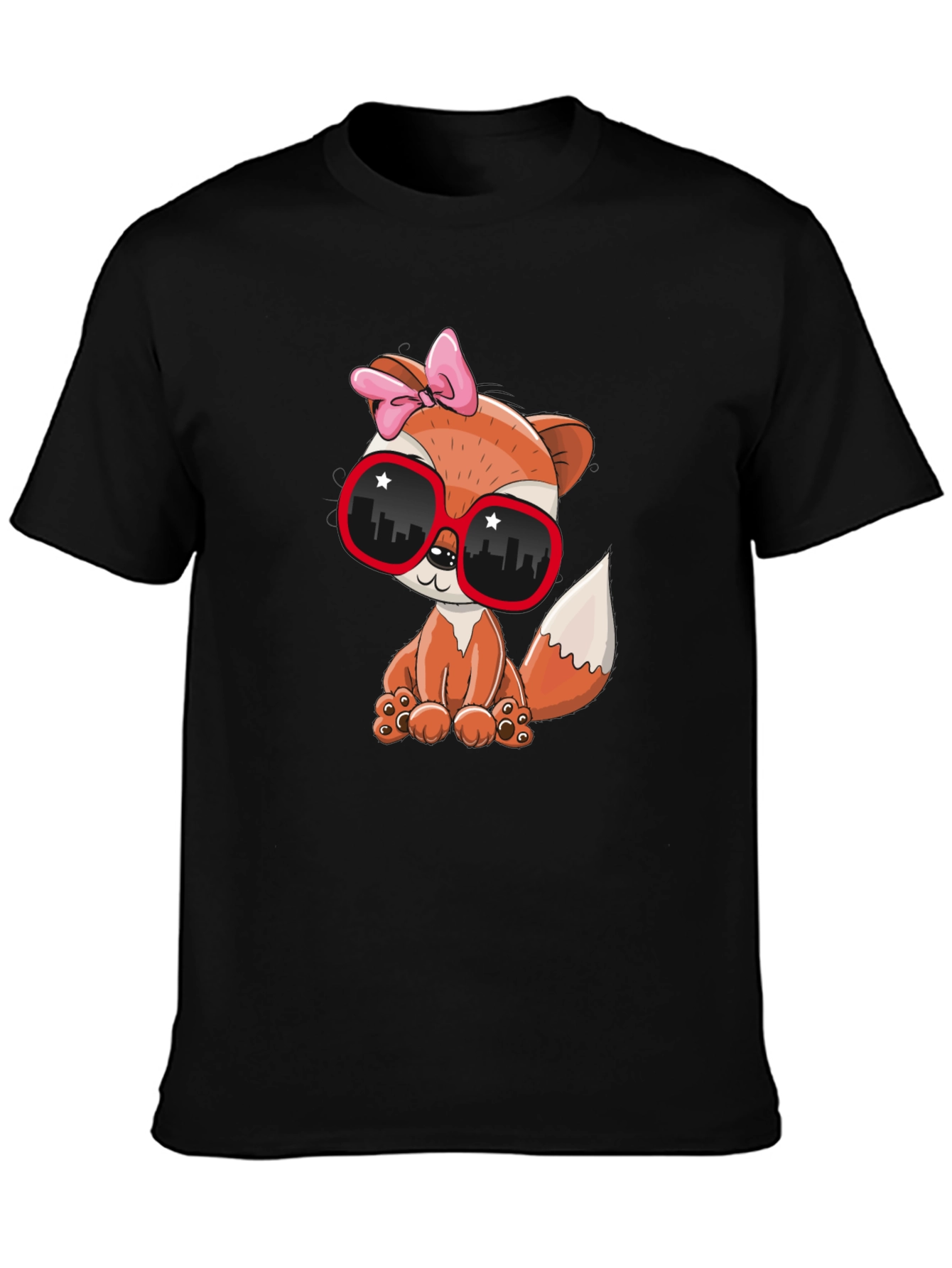 Black Cool Fox Graphic Tee - Unisex Fashion Shirt view 3