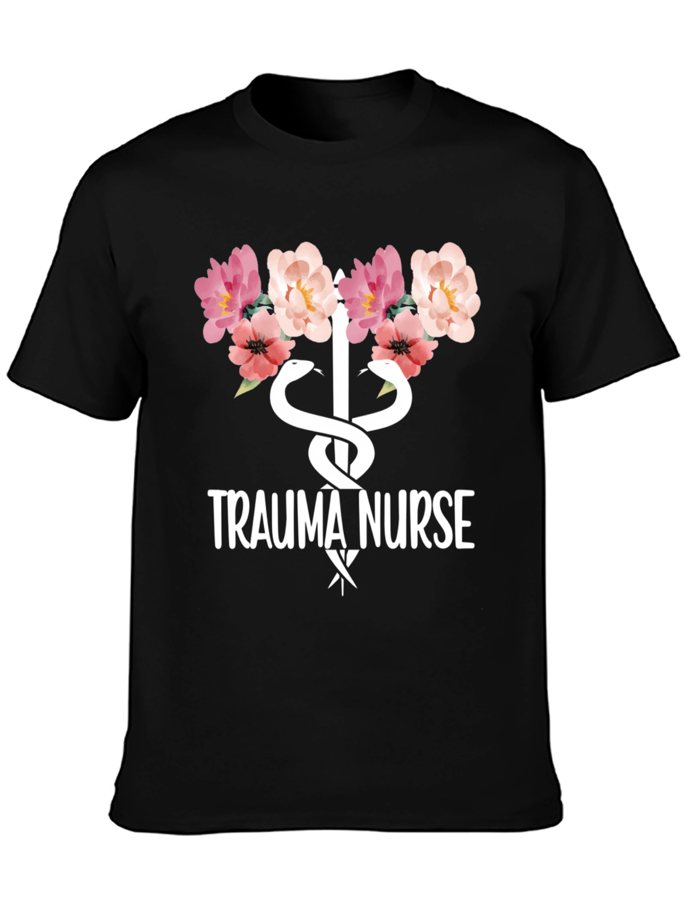 Black Trauma Nurse Floral Graphic Tee - Medical Apparel view 3