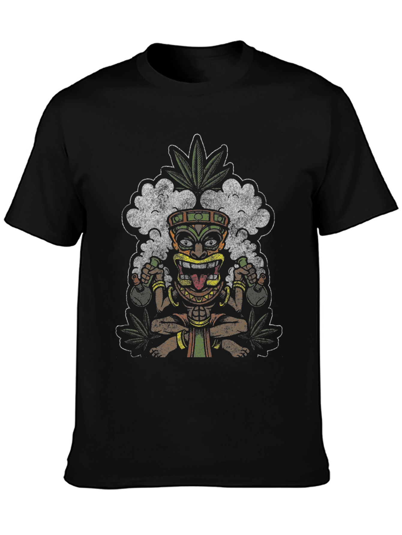 Black Tiki Mask Novelty Graphic T-Shirt view 3