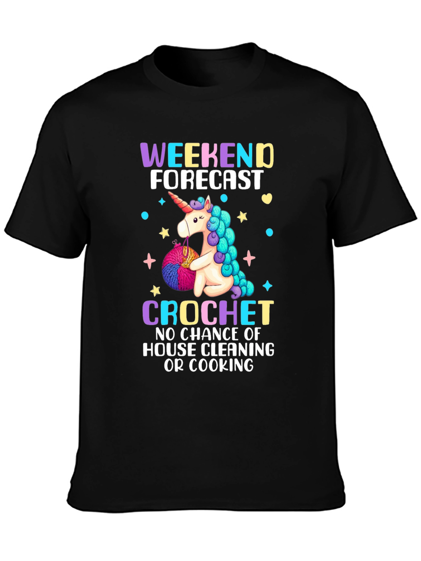 Black Unicorn Crochet T-Shirt: Weekend Forecast view 3
