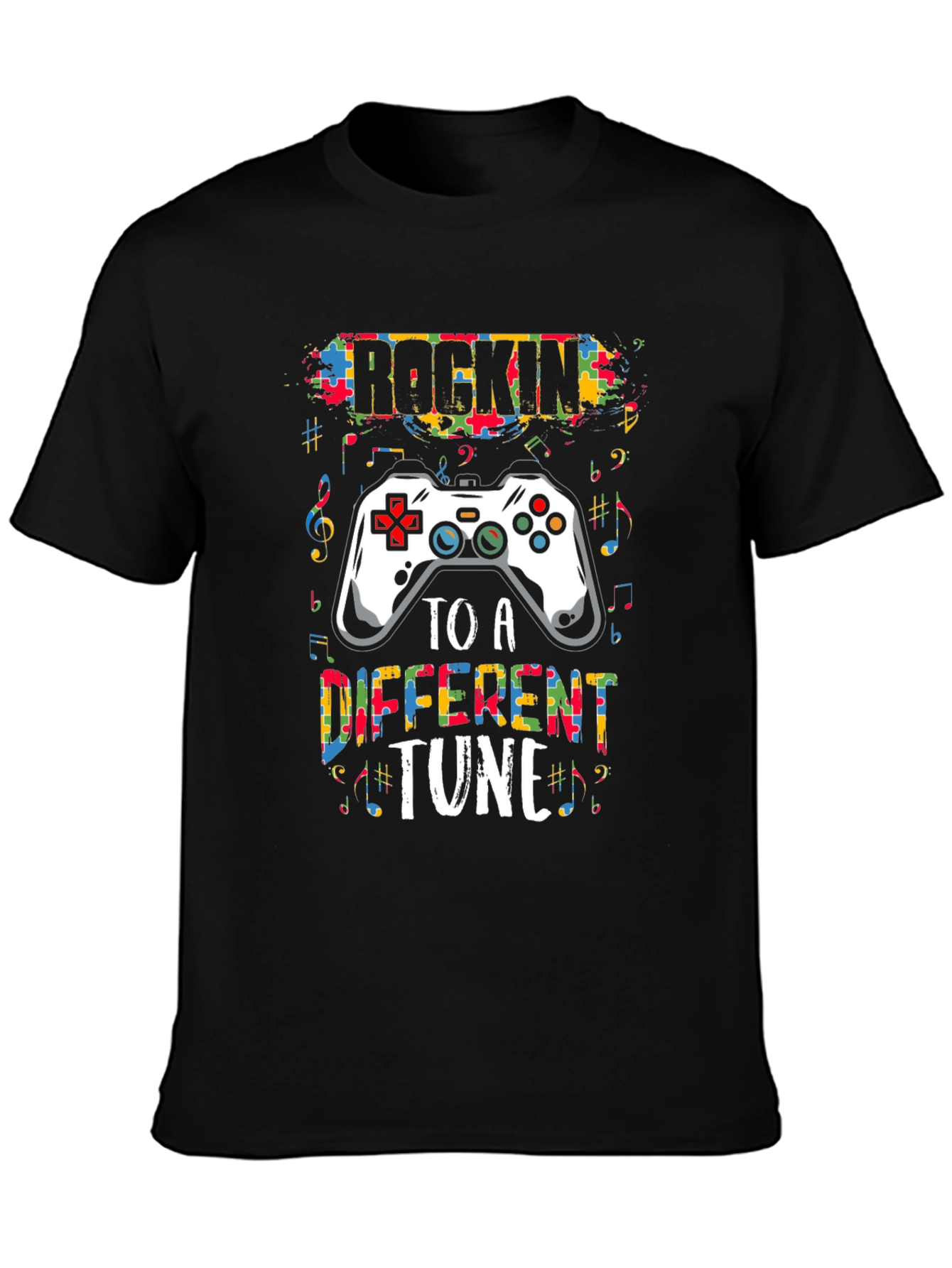 Black Rockin' to a Different Tune Gamer T-Shirt view 3