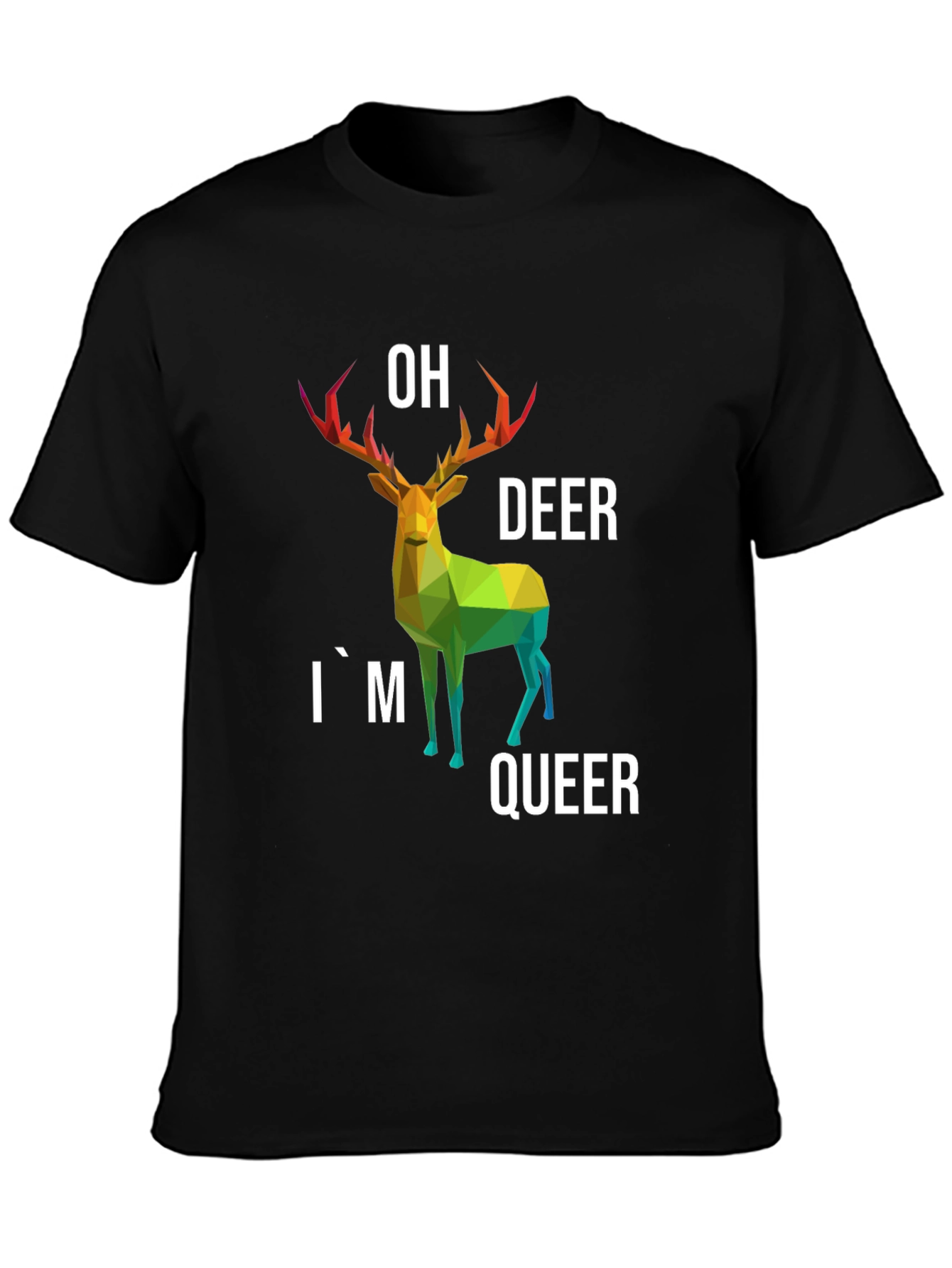 Black Oh Deer I'm Queer Black T-Shirt view 3