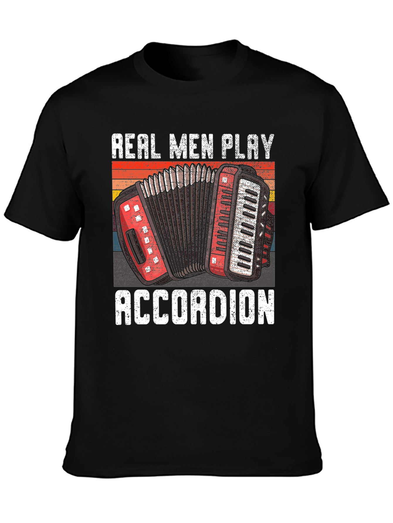 Black Real Men Play Accordion Graphic Tee - Musician Gift view 3