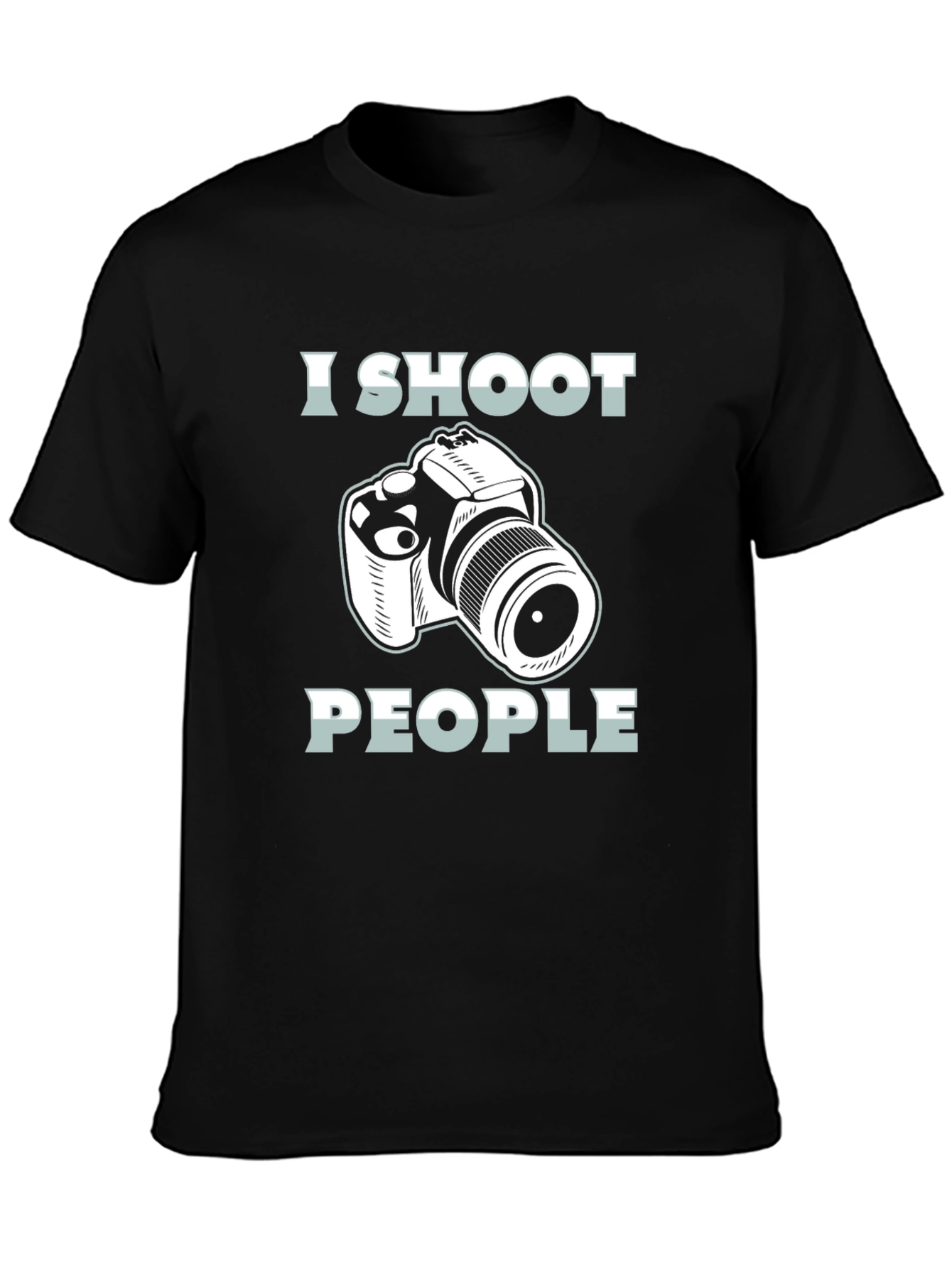 Black I Shoot People Camera Graphic T-Shirt view 3