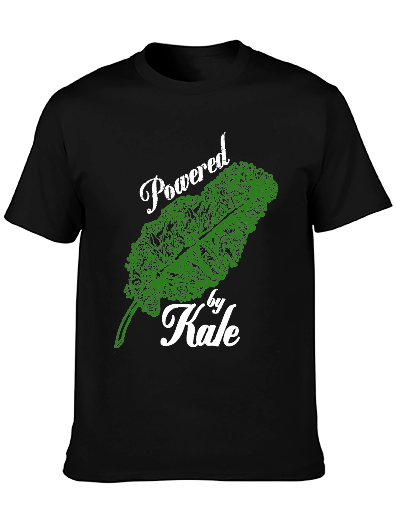 Black Powered by Kale T-Shirt - Vegan & Healthy view 3