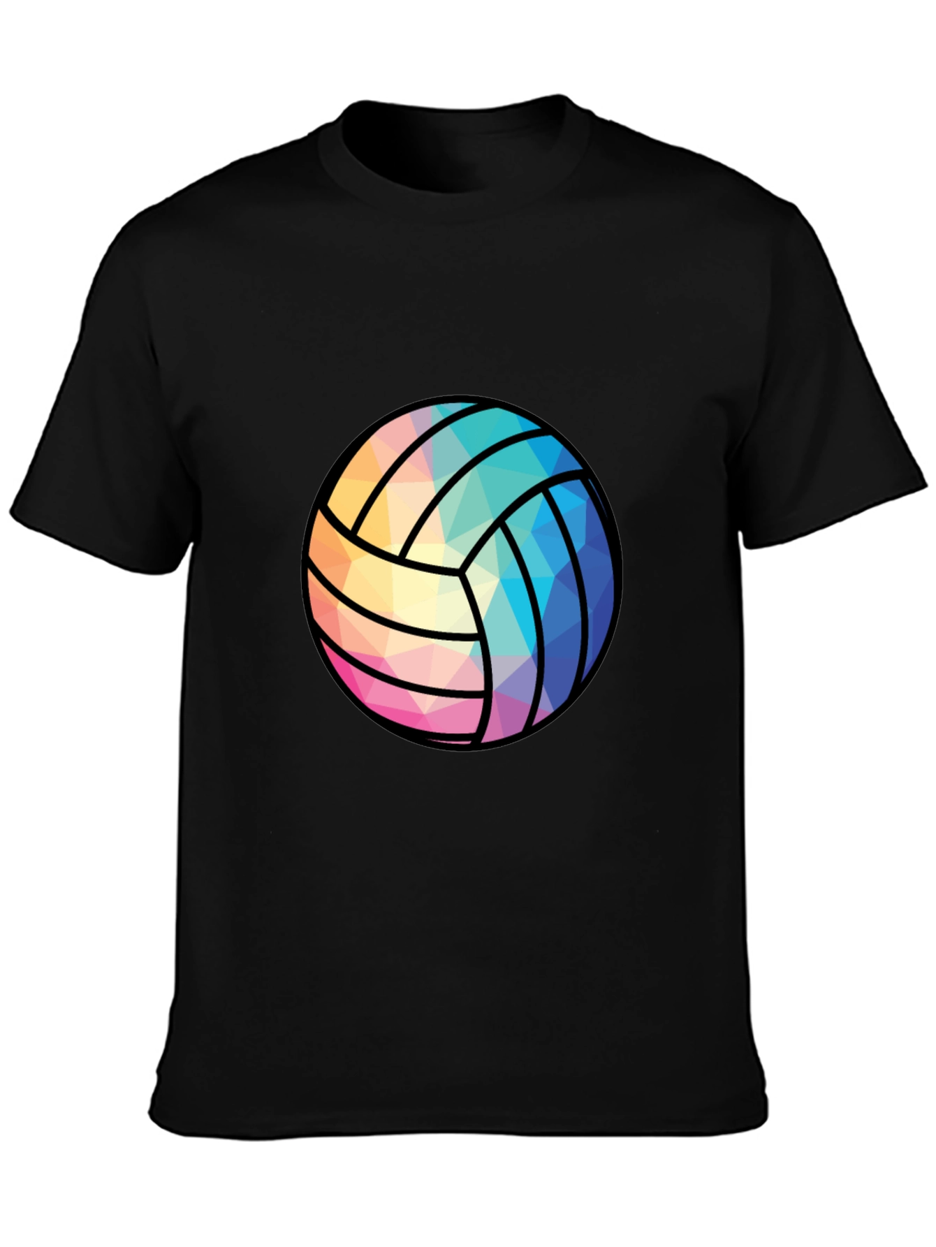 Black Geometric Volleyball Graphic Tee - Black view 3