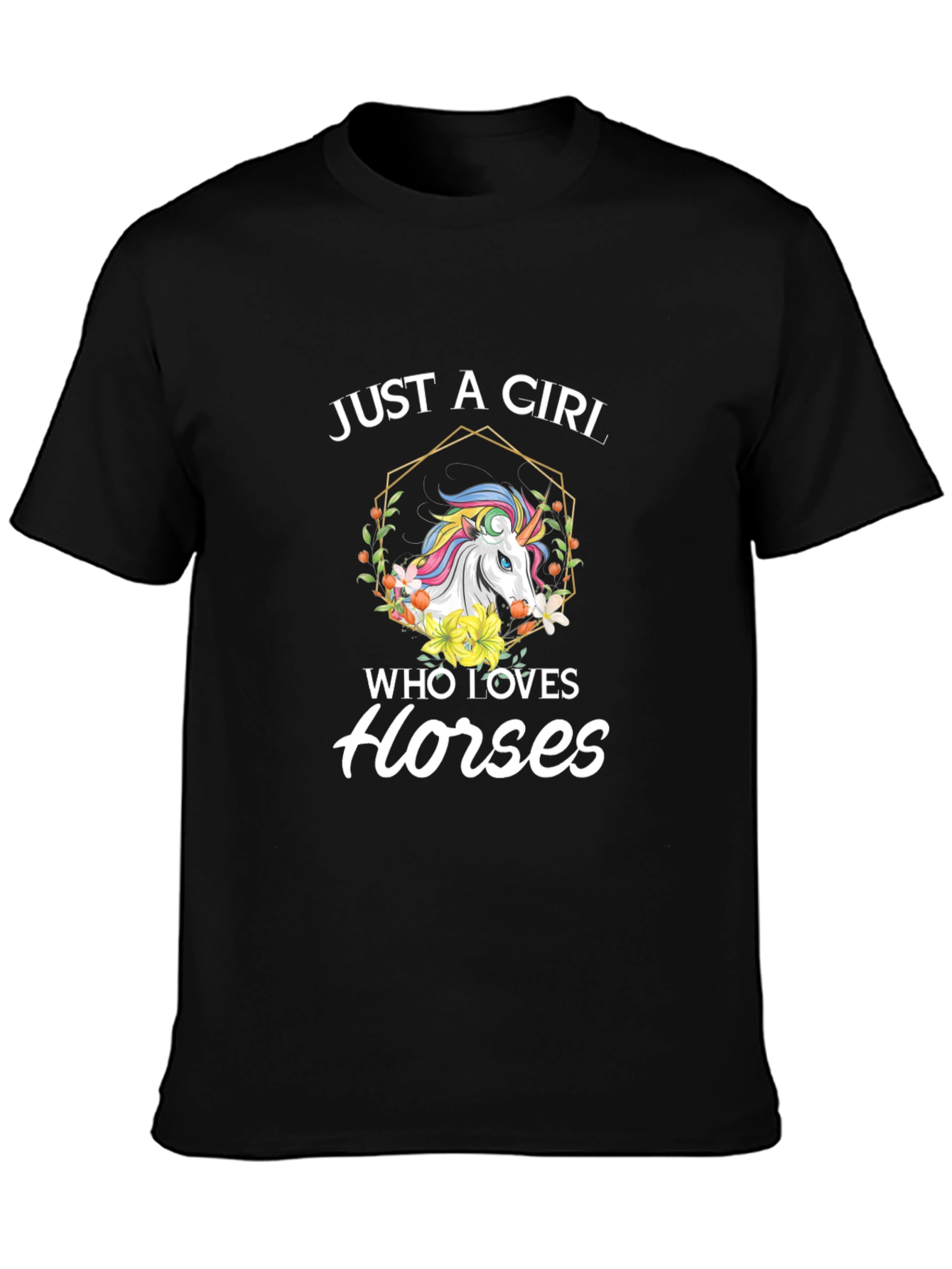 Black Just A Girl Who Loves Horses T-Shirt view 3