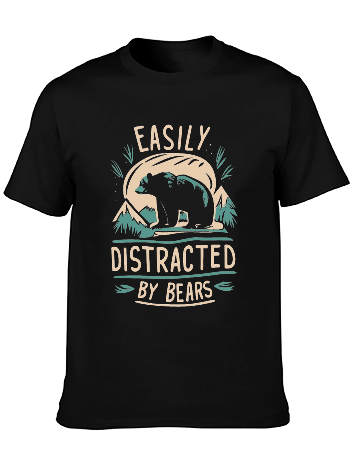 Black Easily Distracted By Bears Graphic T-Shirt view 3