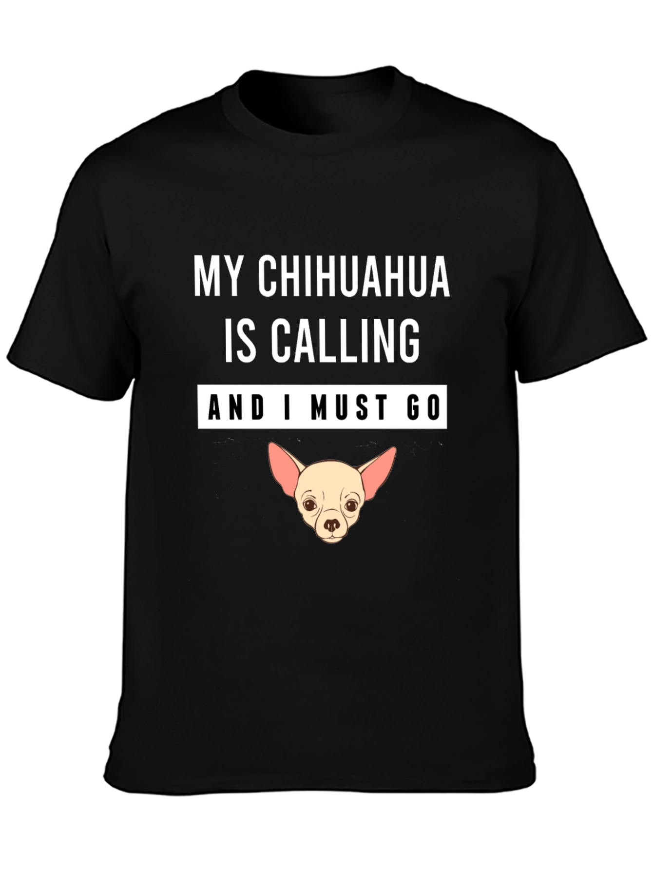 Black Chihuahua Calling T-Shirt view 3