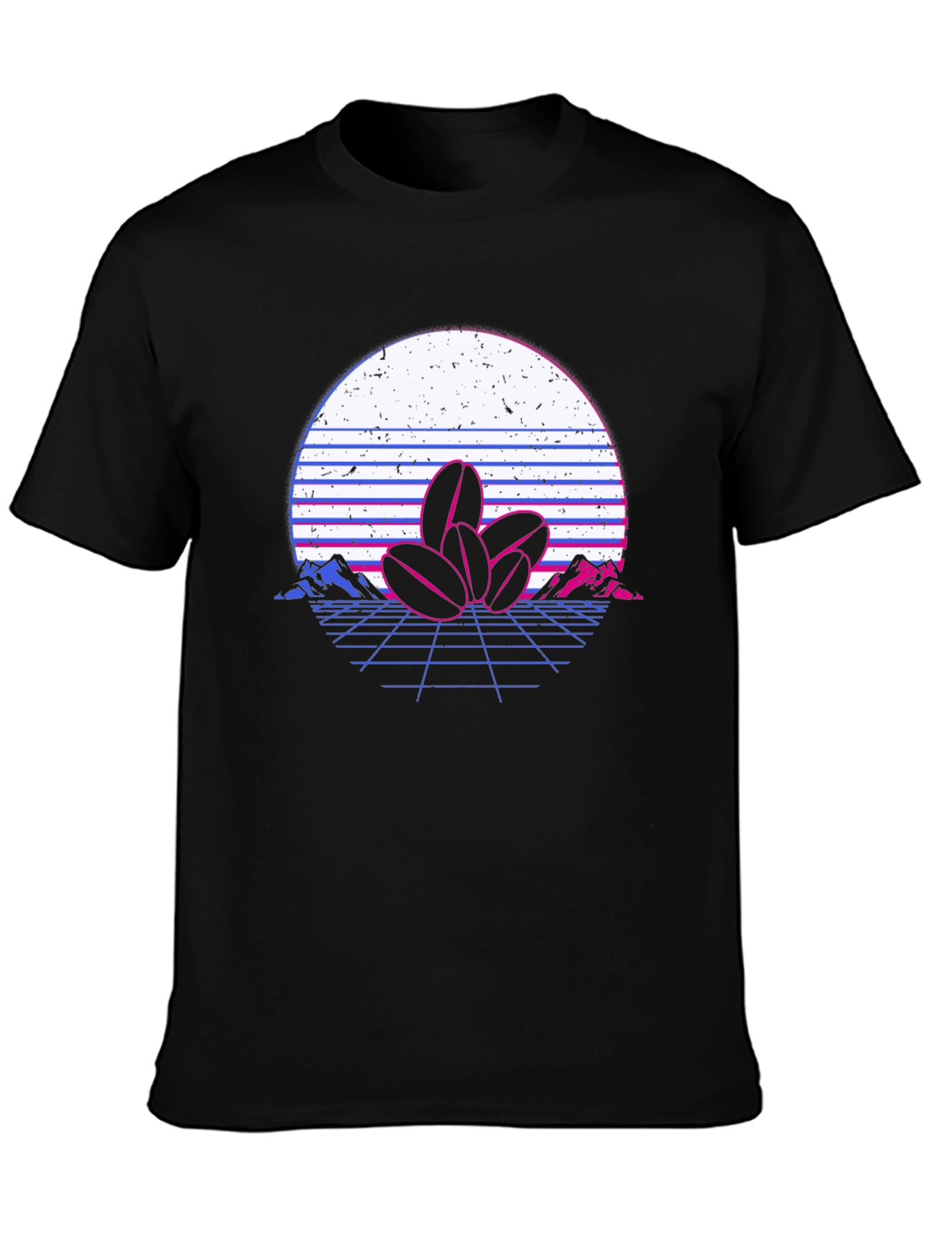 Black Retro Coffee Bean Graphic T-Shirt view 3