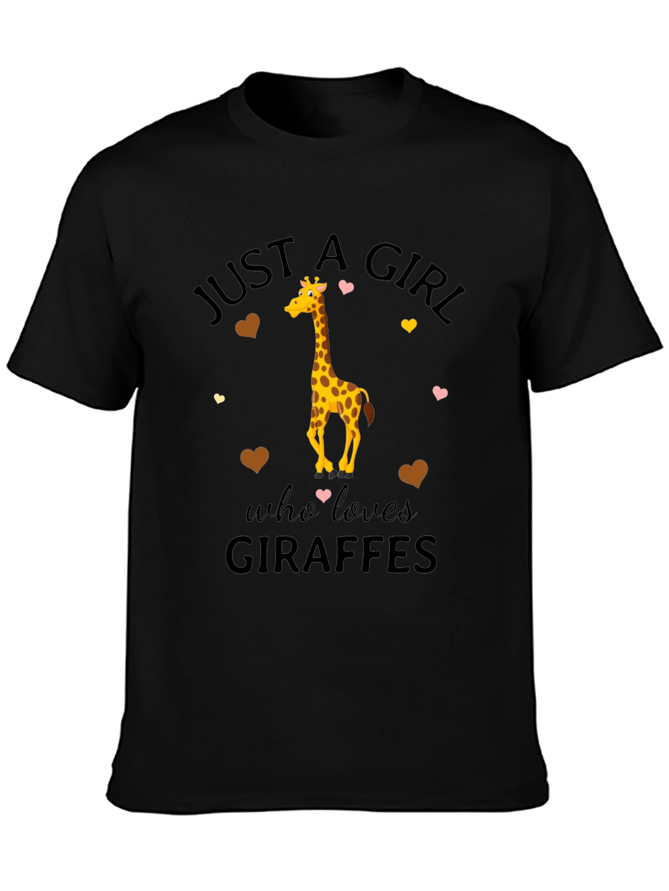 Black Just A Girl Who Loves Giraffes T-Shirt view 3