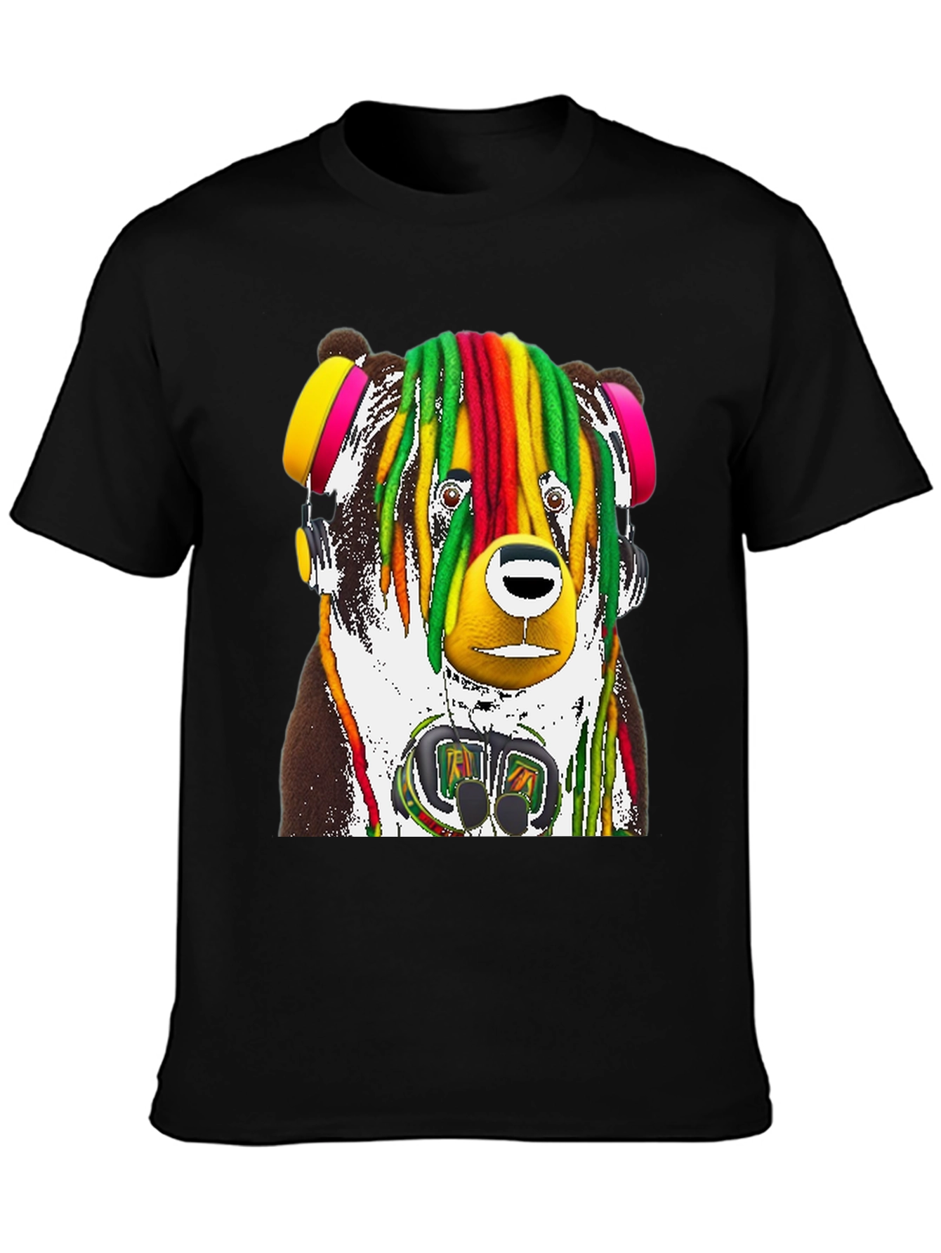 Black Rasta Bear Graphic Tee - Unique Design view 3