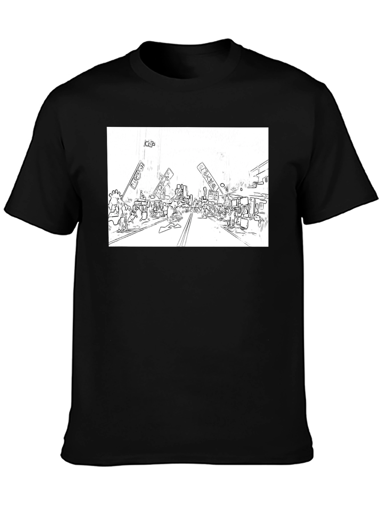 Black Black T-Shirt with Market Sketch Graphic view 3