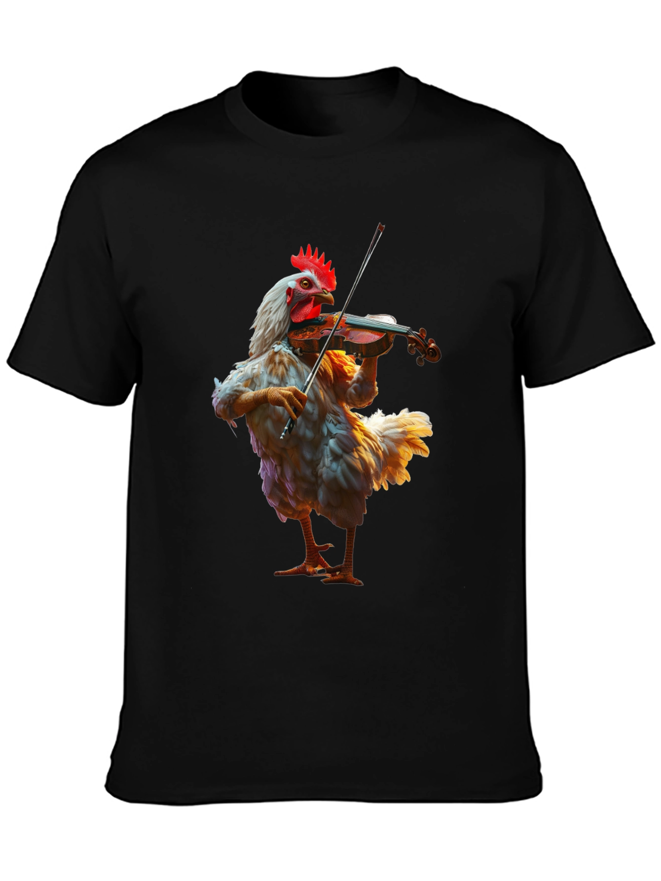 Black Chicken Playing Violin T-Shirt view 3