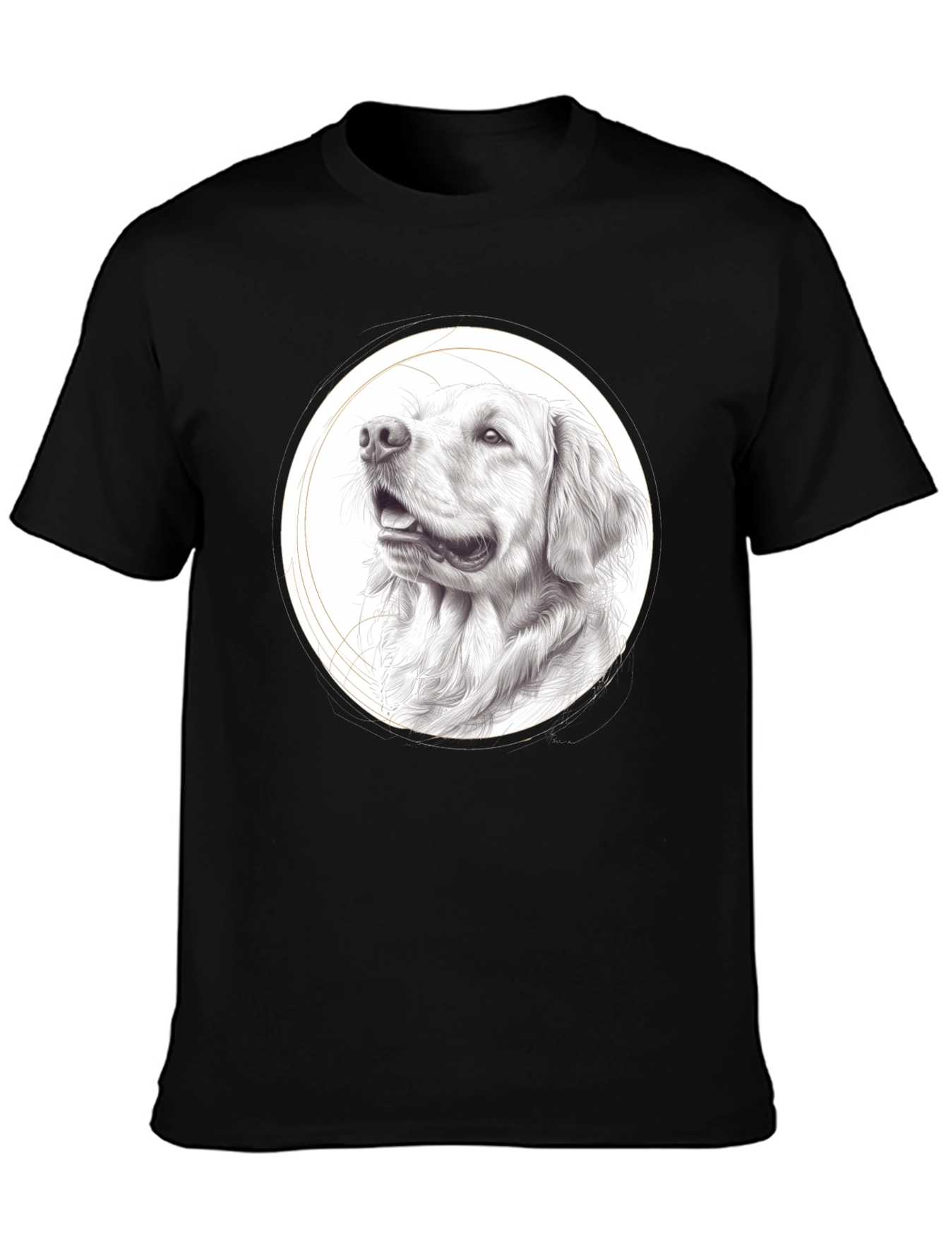 Black Dog Portrait Black T-Shirt - Artistic Pet Lover Tee view 3