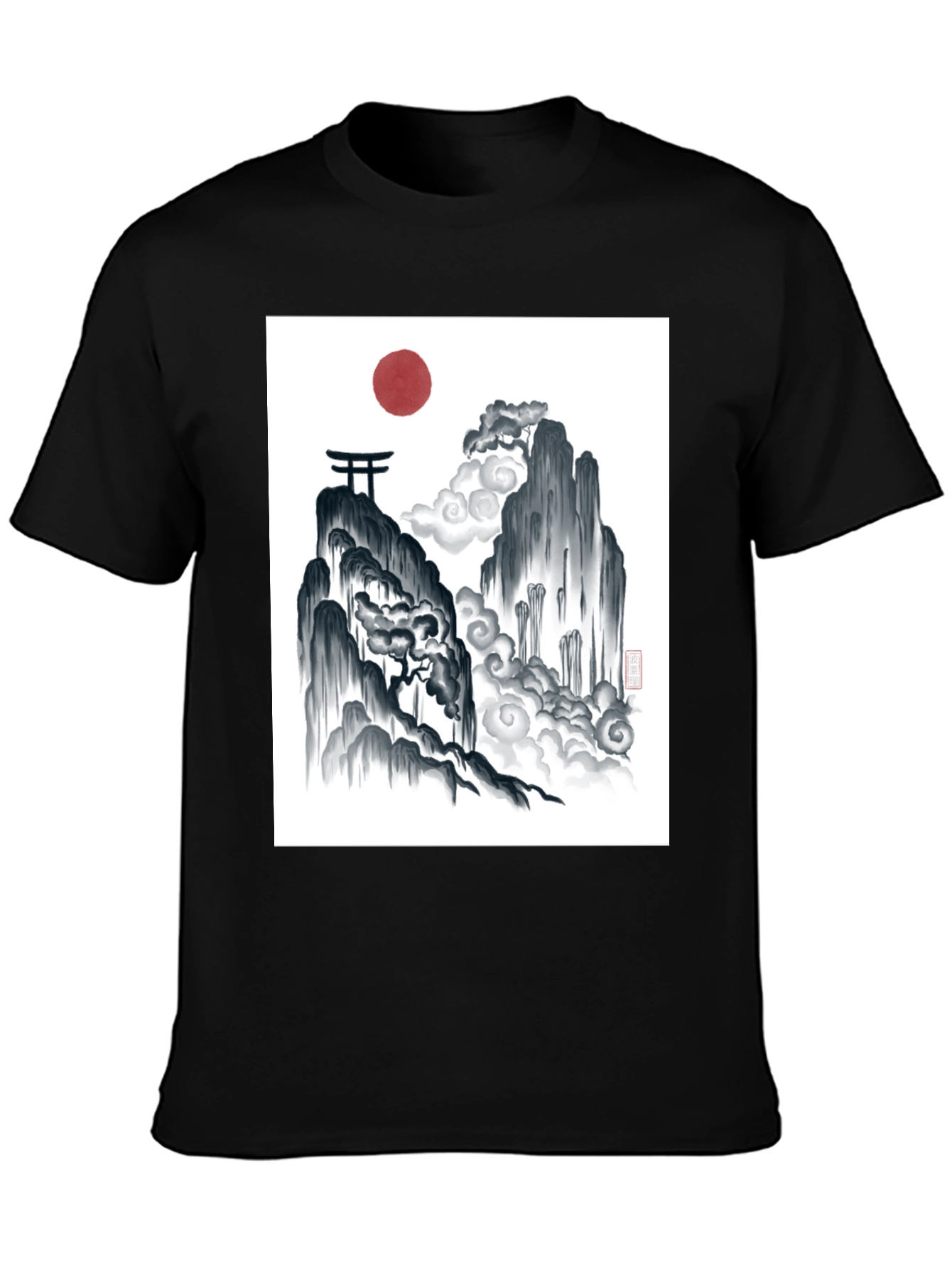 Black Zen Mountain Graphic Tee - Black Cotton Blend view 3