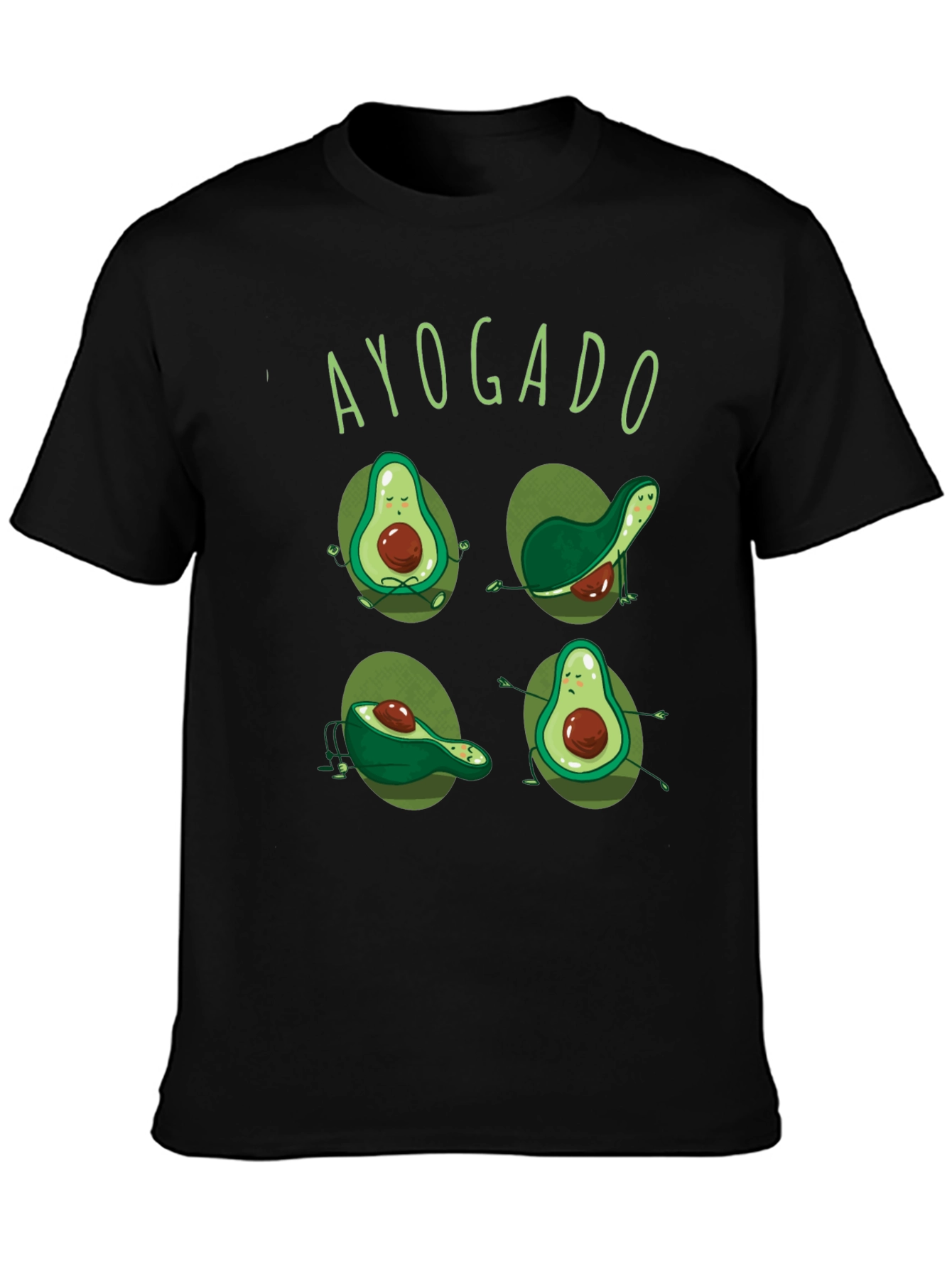 Black Ayogado Yoga Avocado Funny Graphic T-Shirt view 3