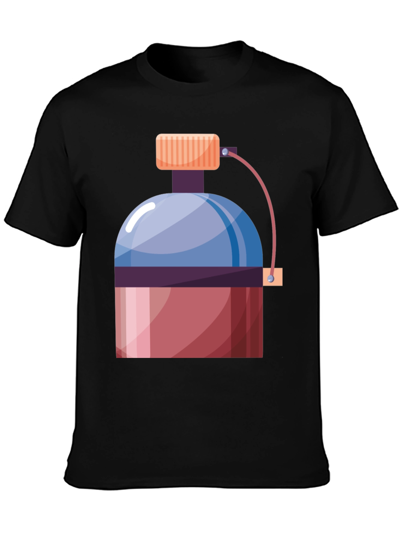 Black Fun Graphic Tee - Cartoon Water Bottle Black T-Shirt view 3