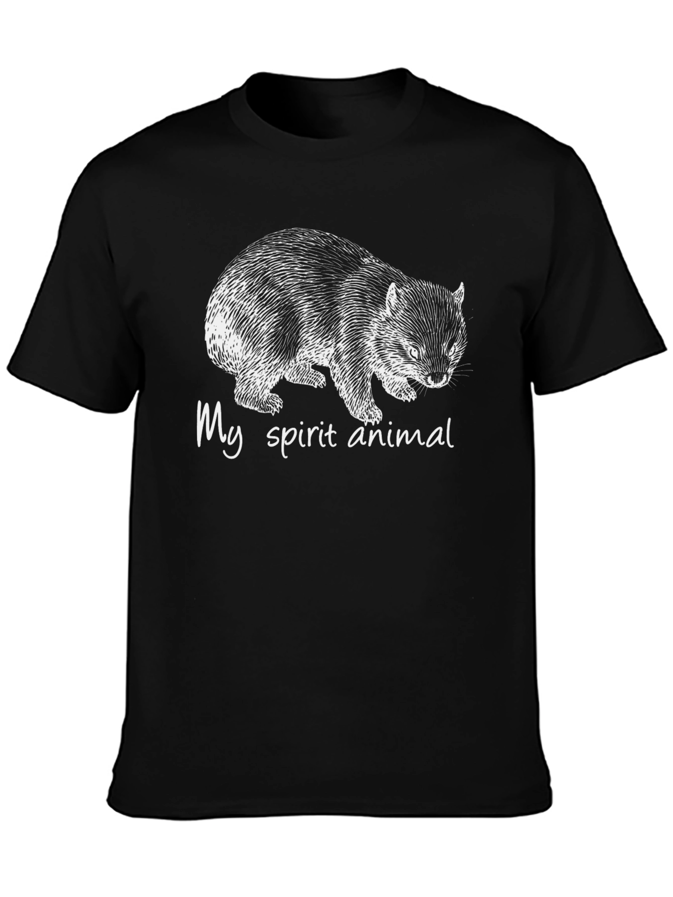 Black Wombat Spirit Animal Graphic T-Shirt view 3