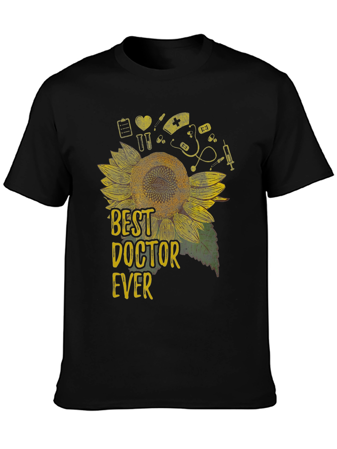 Black Best Doctor Ever Sunflower Graphic Tee view 3