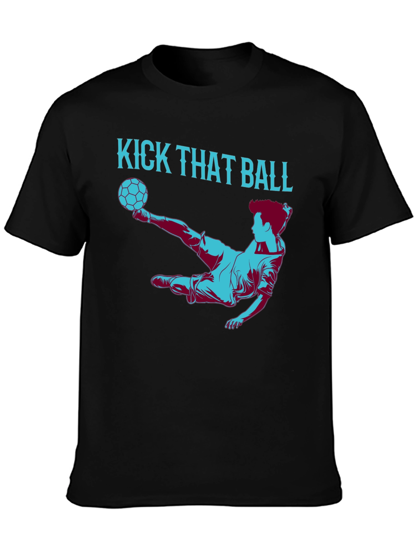 Black Kick That Ball Graphic Tee - Soccer Fan T-Shirt view 3