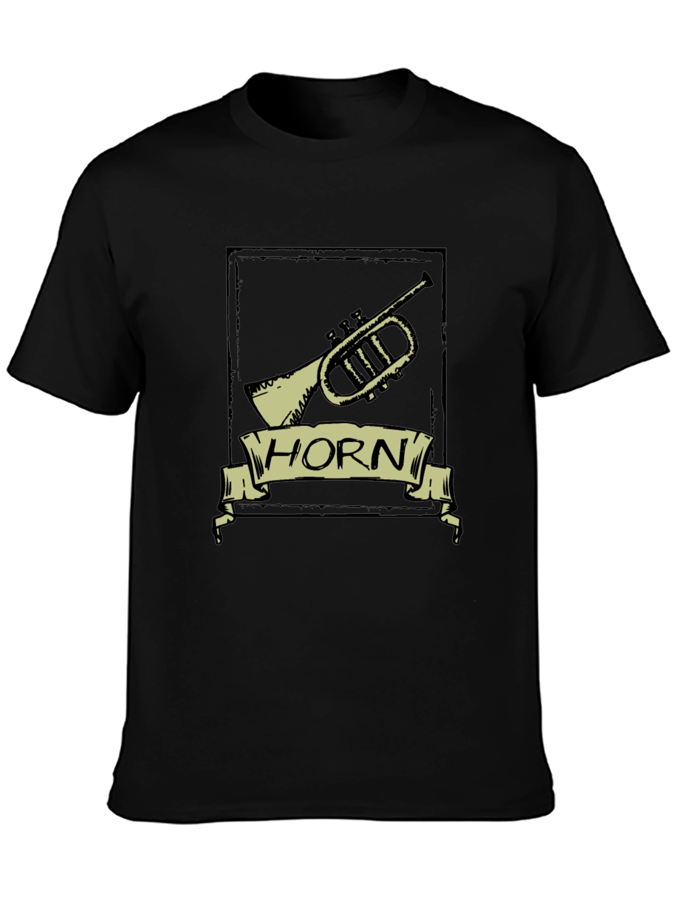 Black Vintage Horn T-Shirt - Musical Instrument Tee view 3