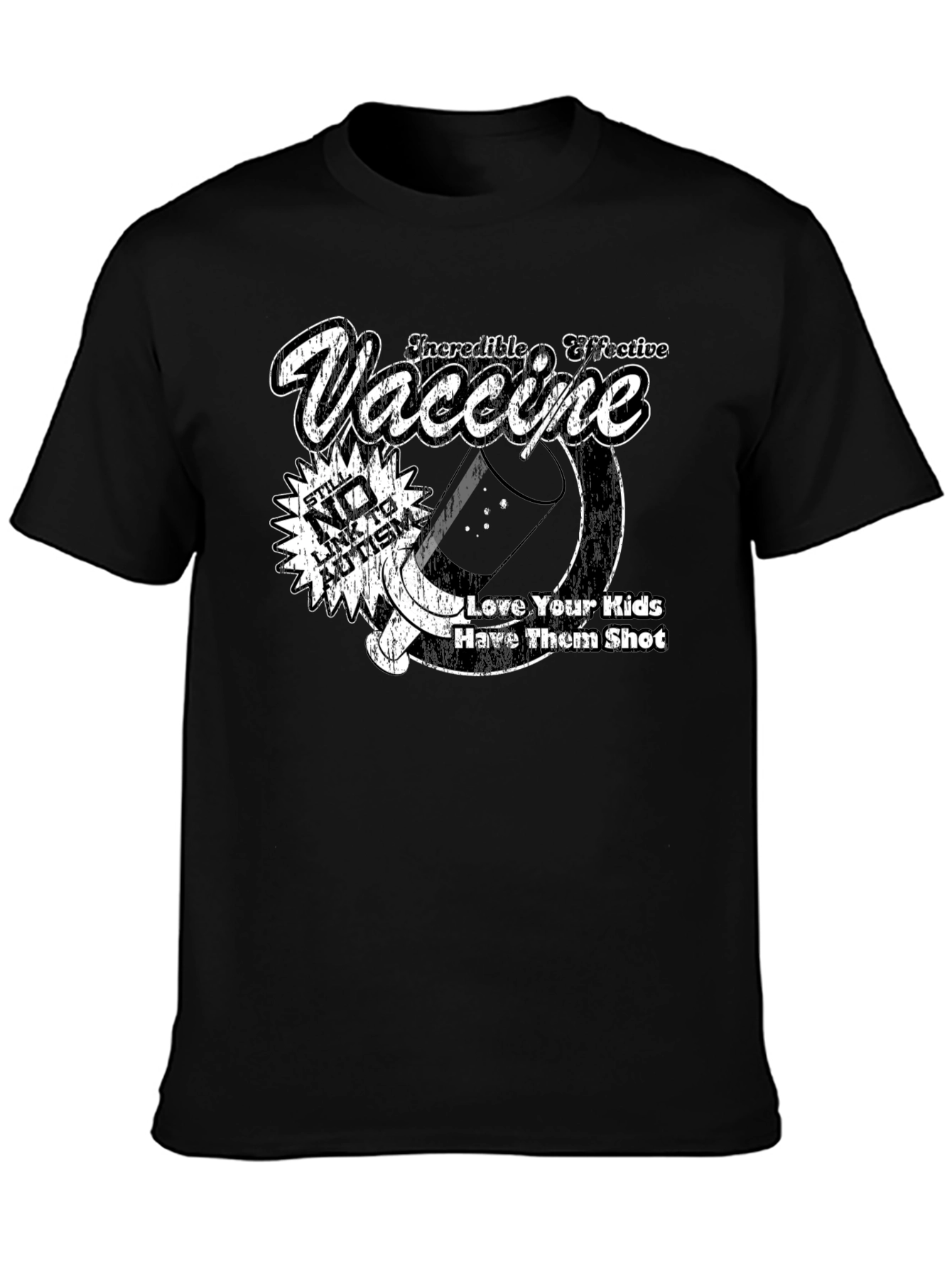Black Pro-Vaccine Black T-Shirt - Still No Link To Autism Design view 3