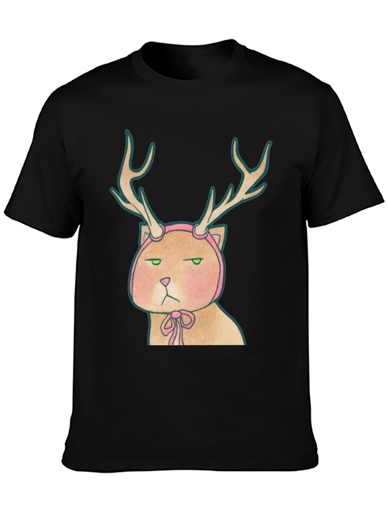 Black Cat Deer Graphic T-Shirt - Unisex Tee view 3