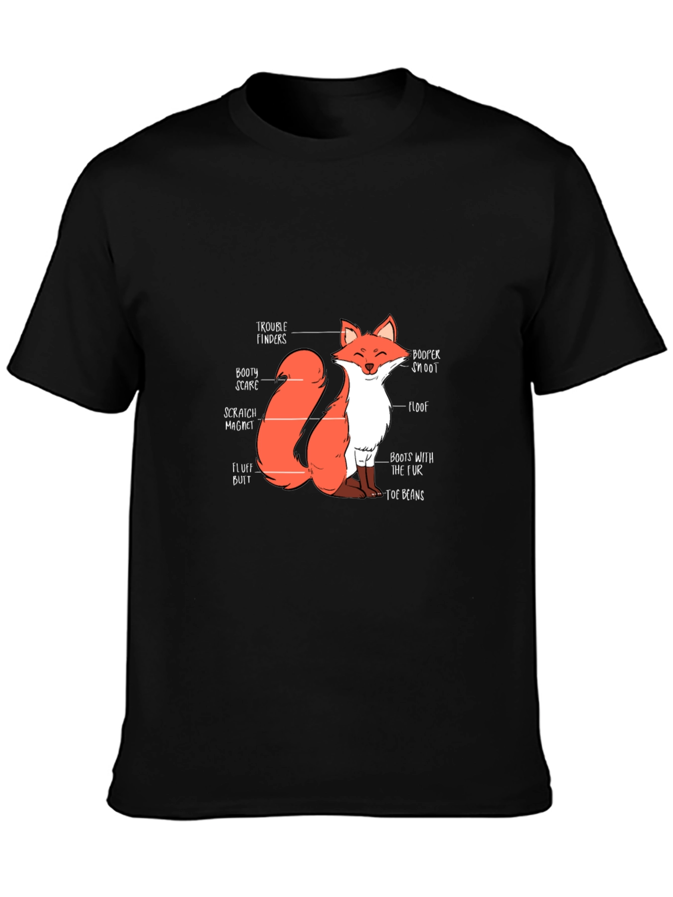 Black Anatomy of a Fox Funny Black T-Shirt view 3