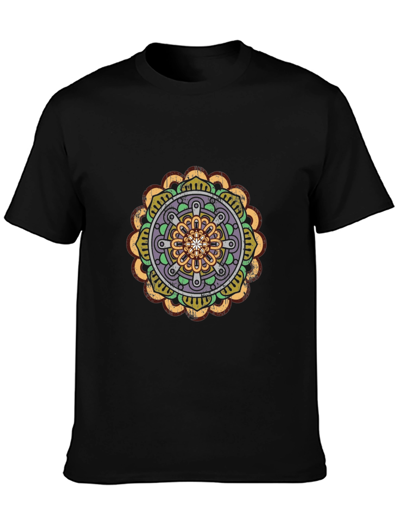 Black Black Mandala Graphic Tee - Stylish Men's Cotton T-Shirt view 3