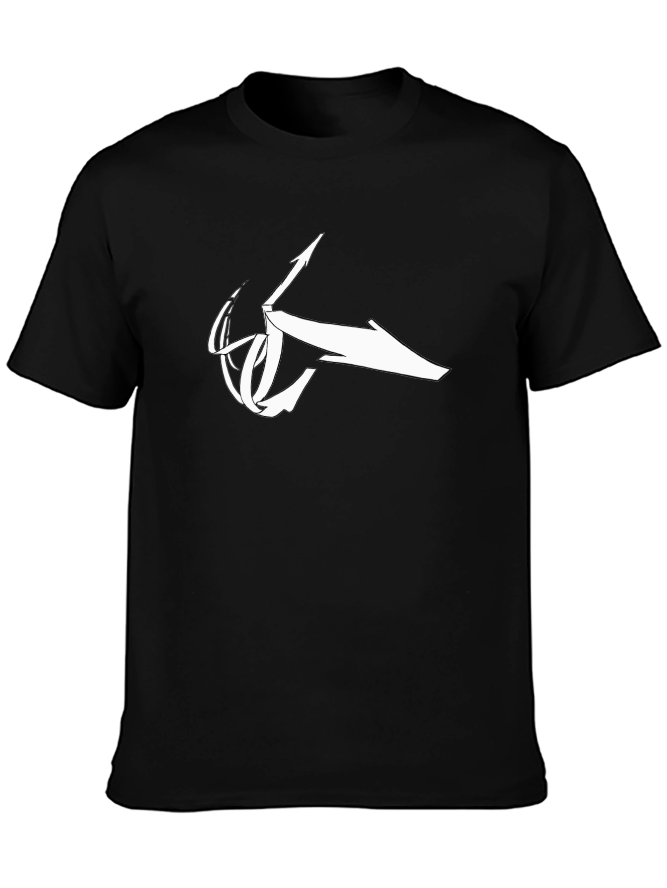 Black Black T-Shirt with Abstract White Logo view 3