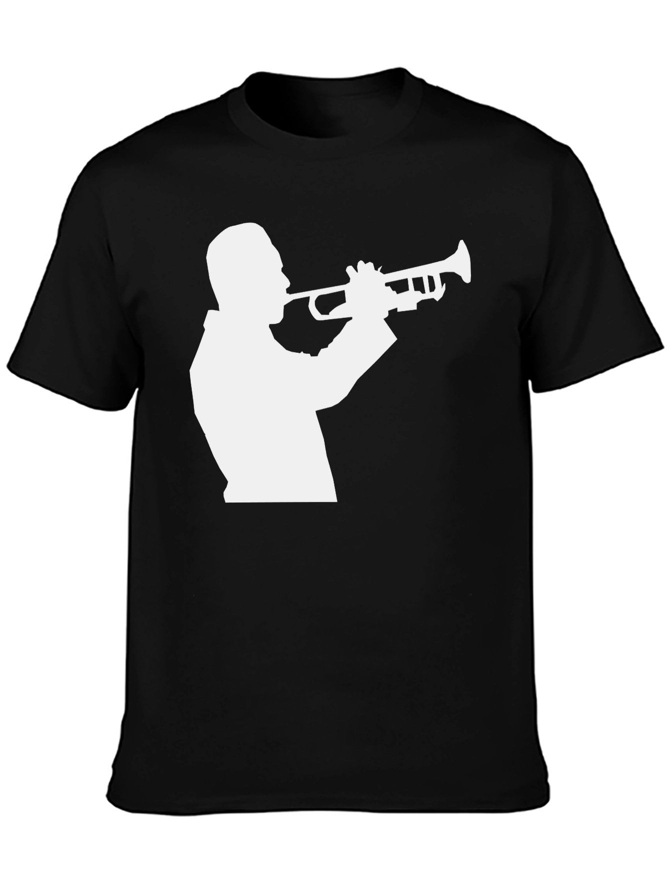 Black Jazz Trumpet Silhouette Graphic T-Shirt view 3