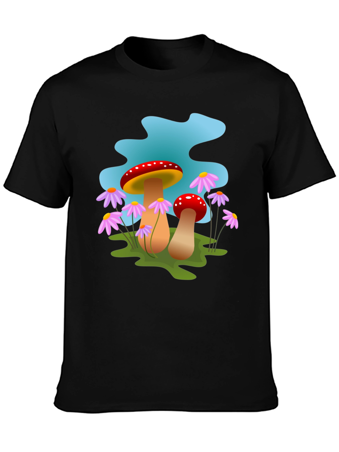 Black Mushroom Graphic Tee - Funky Design view 3