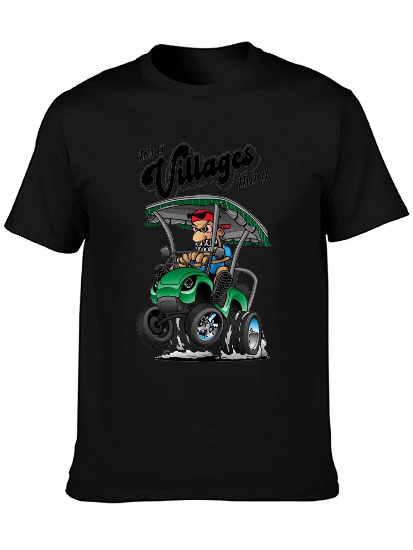 Black Villages Thing Cartoon T-Shirt  view 3