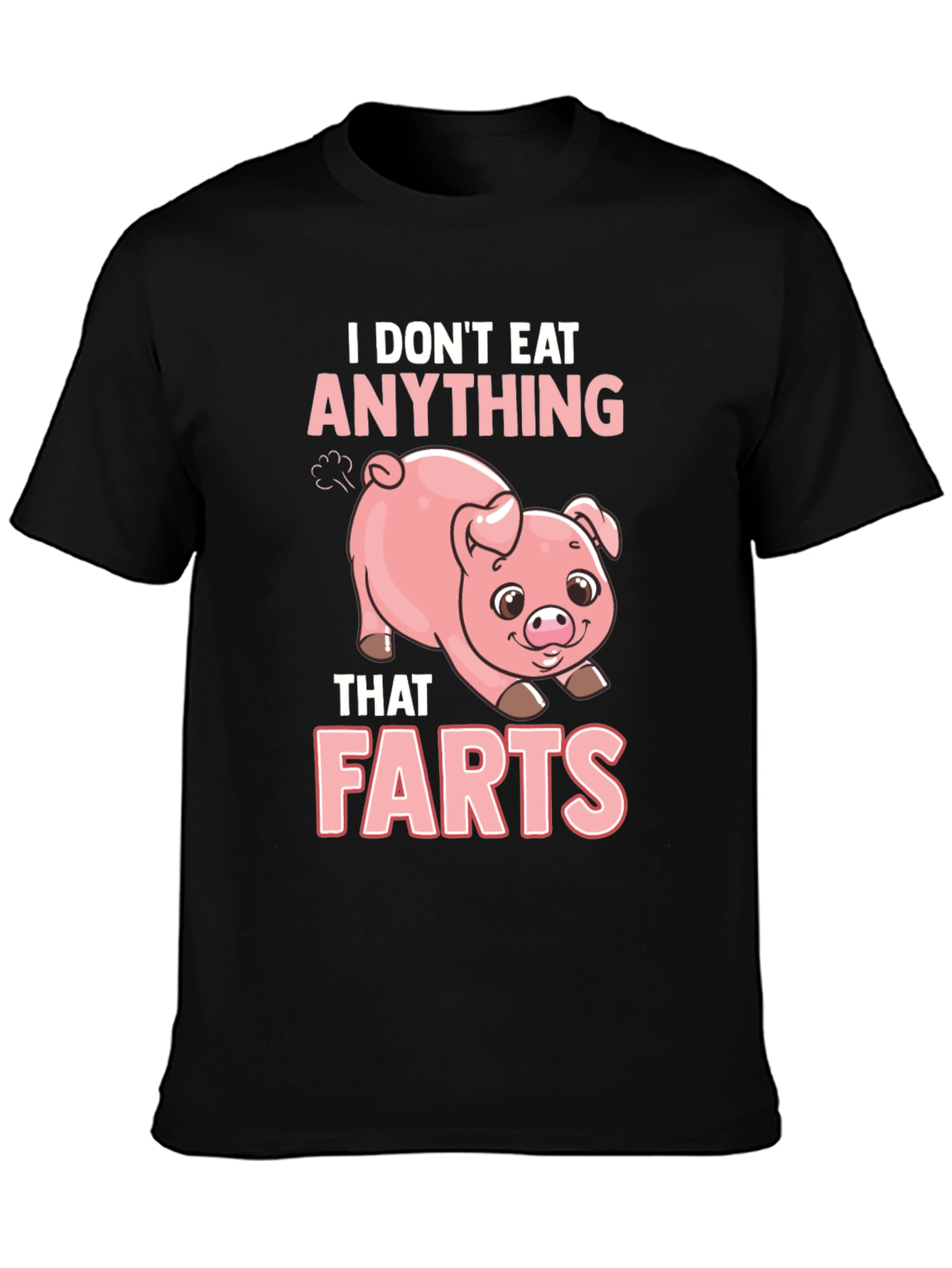 Black Vegan T-Shirt - I Don't Eat Anything That Farts view 3