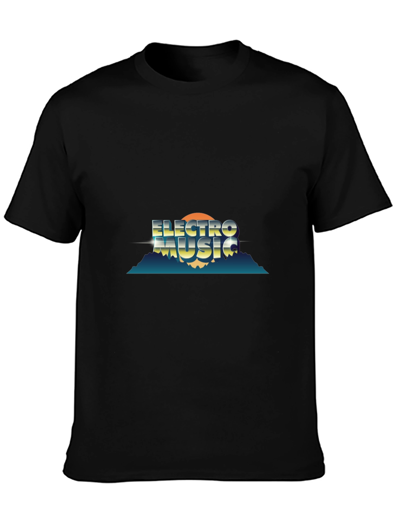 Black Electro Music Retro Graphic T-Shirt view 3