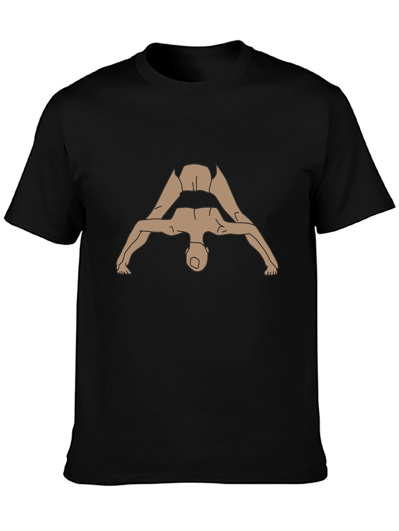Black Yoga Pose Graphic Tee - Black Cotton T-Shirt view 3