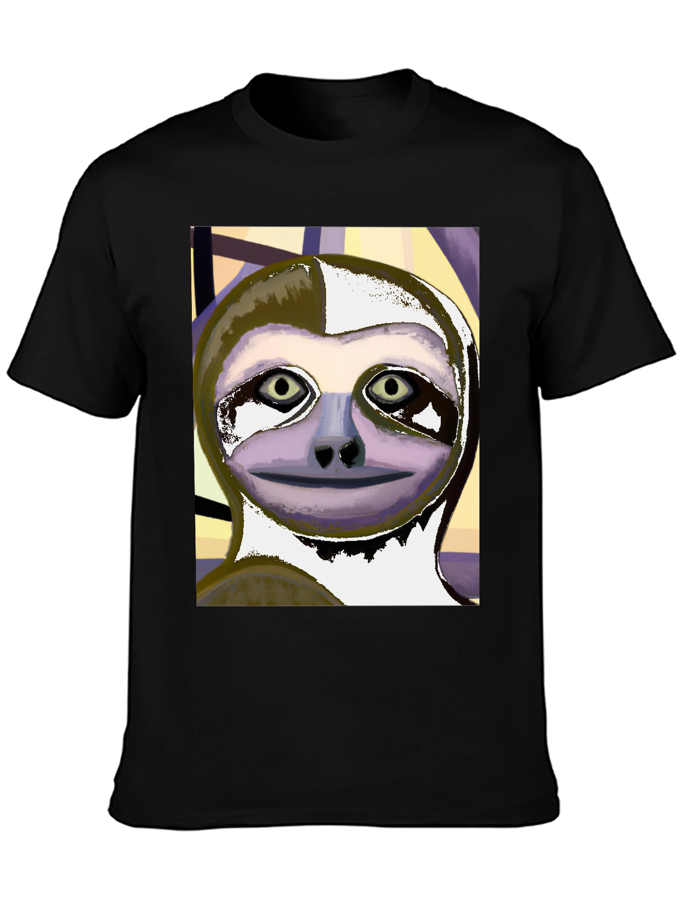 Black Sloth Art Tee - Black Unisex T-Shirt view 3