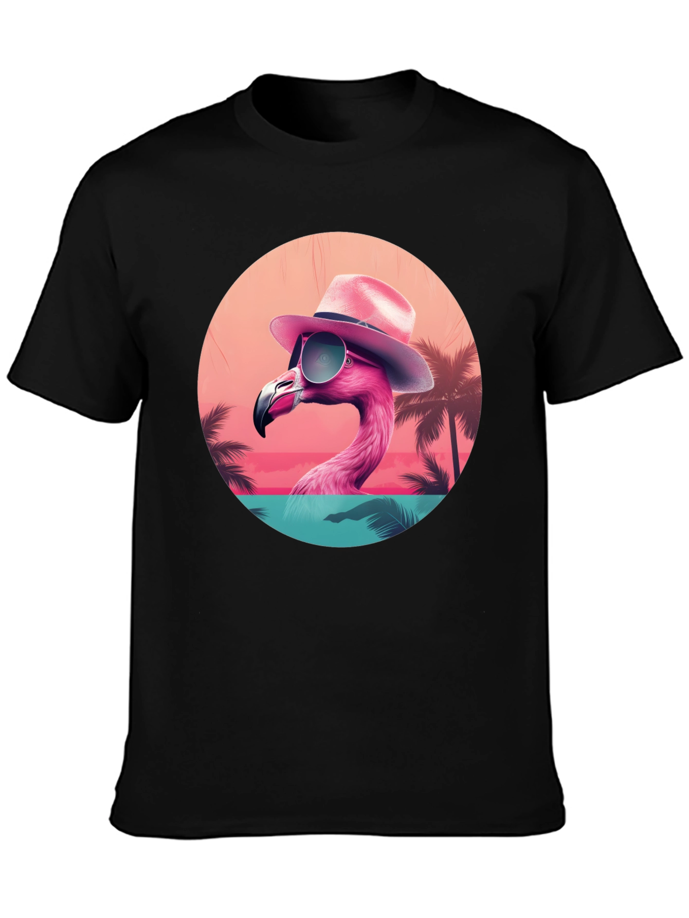 Black Cool Flamingo T-Shirt view 3