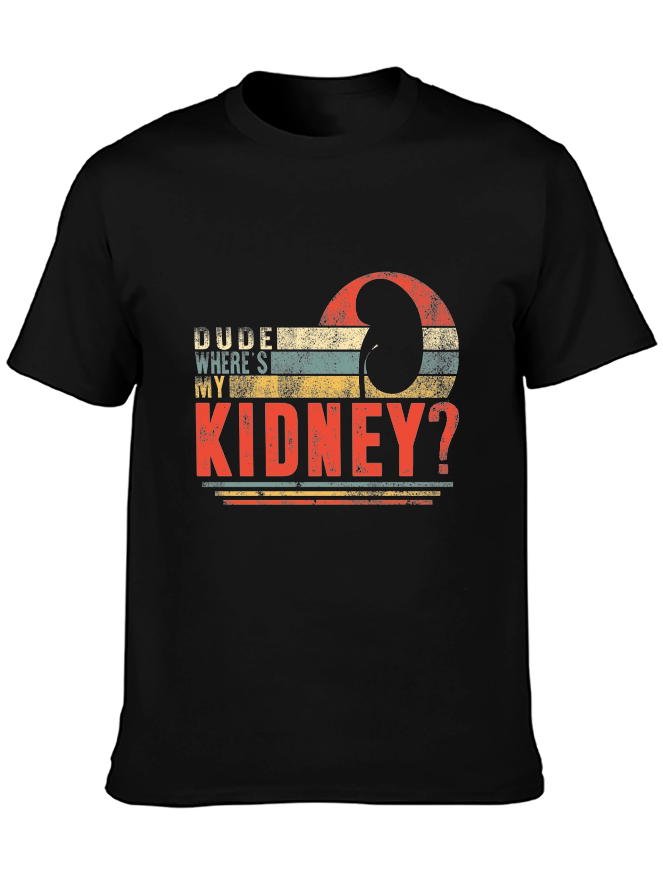 Black Dude Where's My Kidney? Black T-Shirt view 3