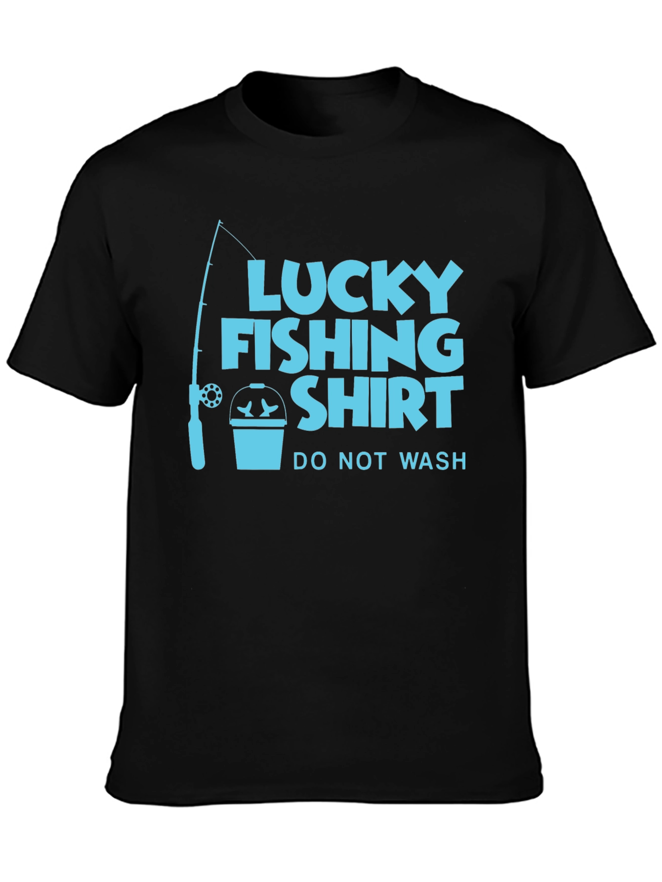 Black Lucky Fishing Shirt - Novelty Graphic Tee view 3