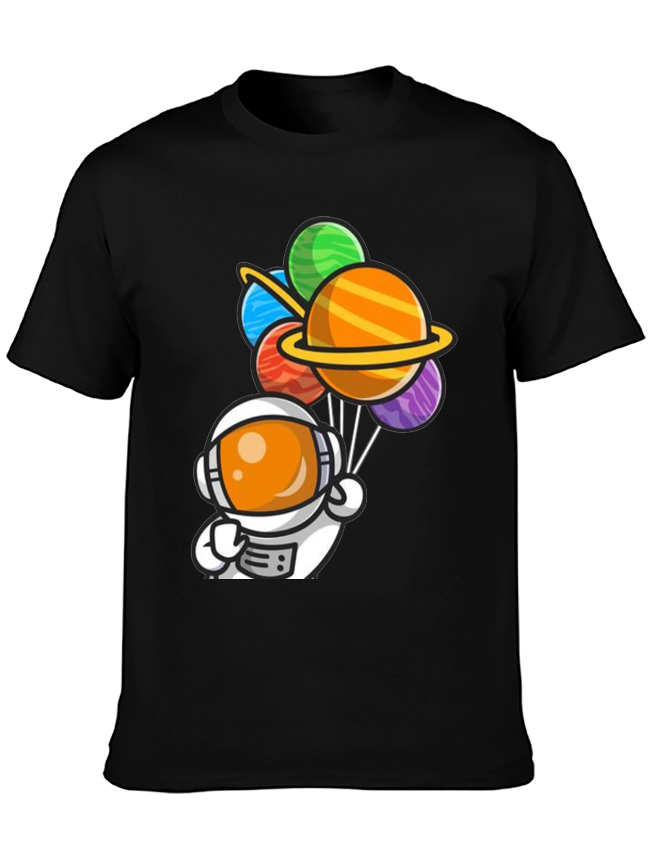 Black Astronaut Planet Balloons Graphic Tee view 3