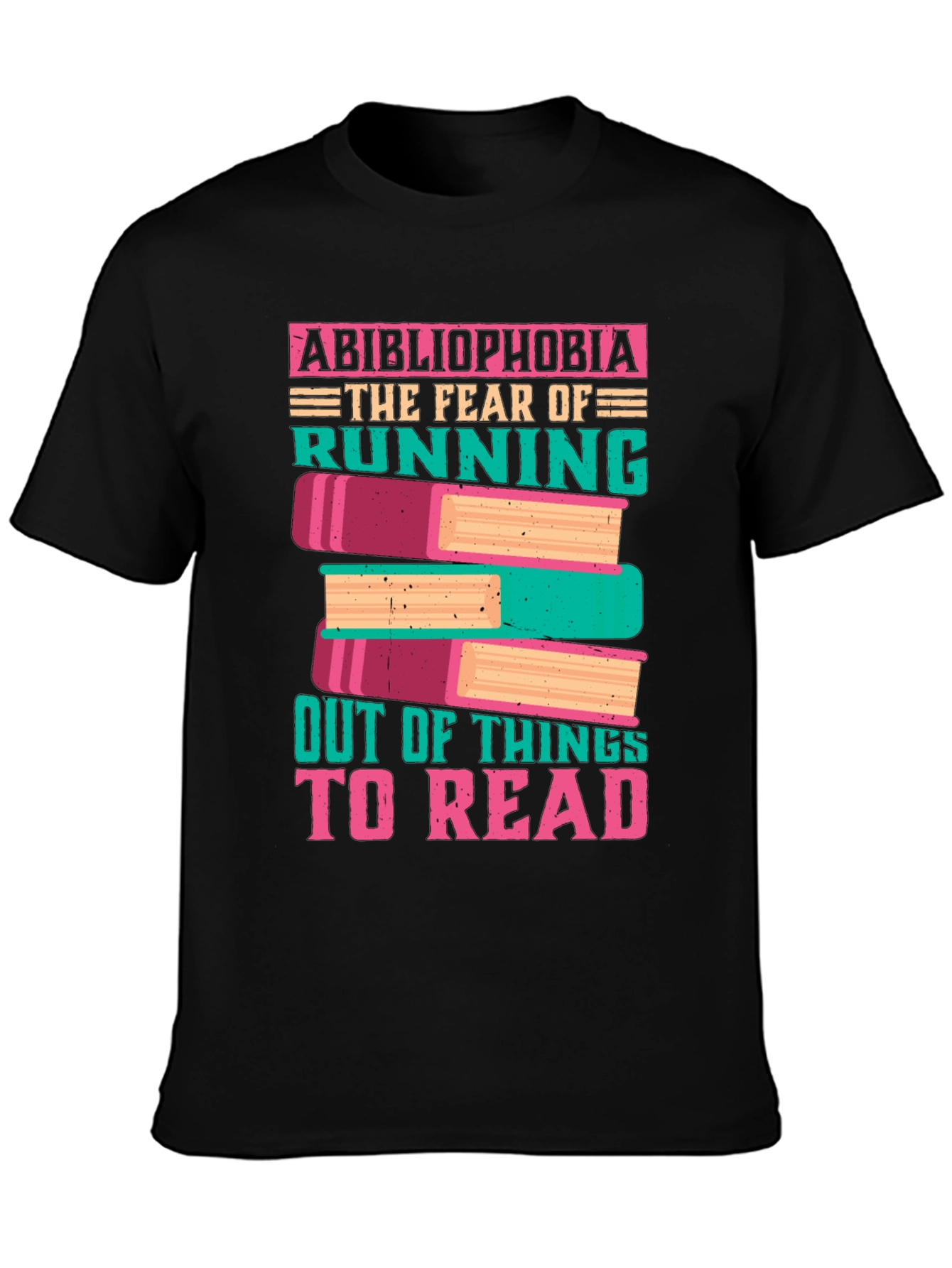 Black Abibliophobia Funny Book Lover T-Shirt view 3