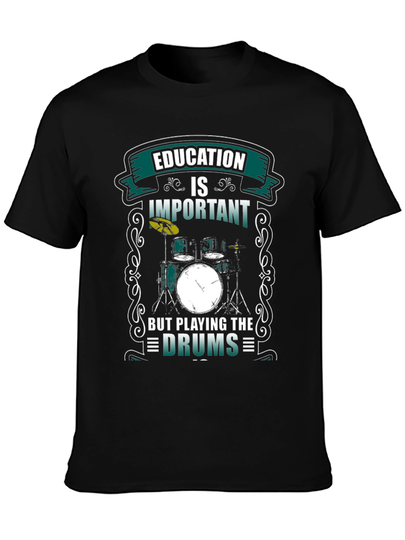 Black Education vs Drums T-Shirt view 3