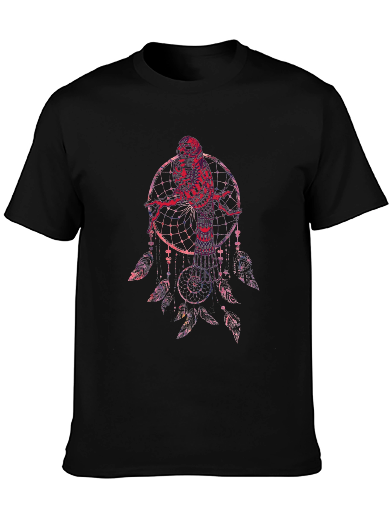 Black Dreamcatcher Owl Graphic T-Shirt view 3