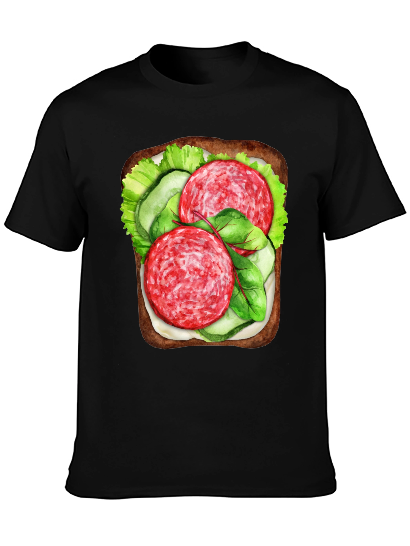 Black Funny Sandwich Graphic Tee - Foodie T-Shirt view 3