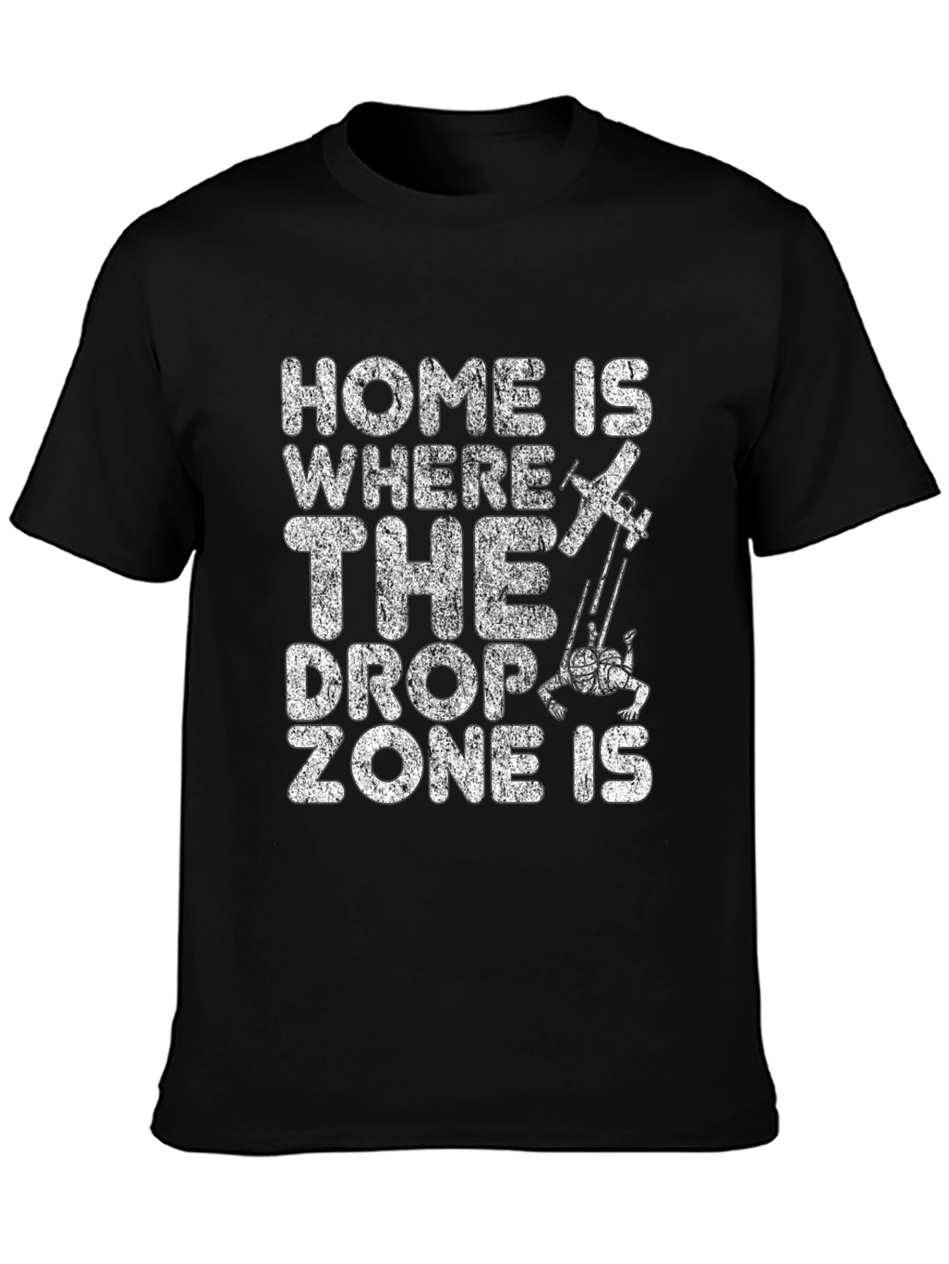 Black Skydiving Drop Zone Black T-Shirt view 3