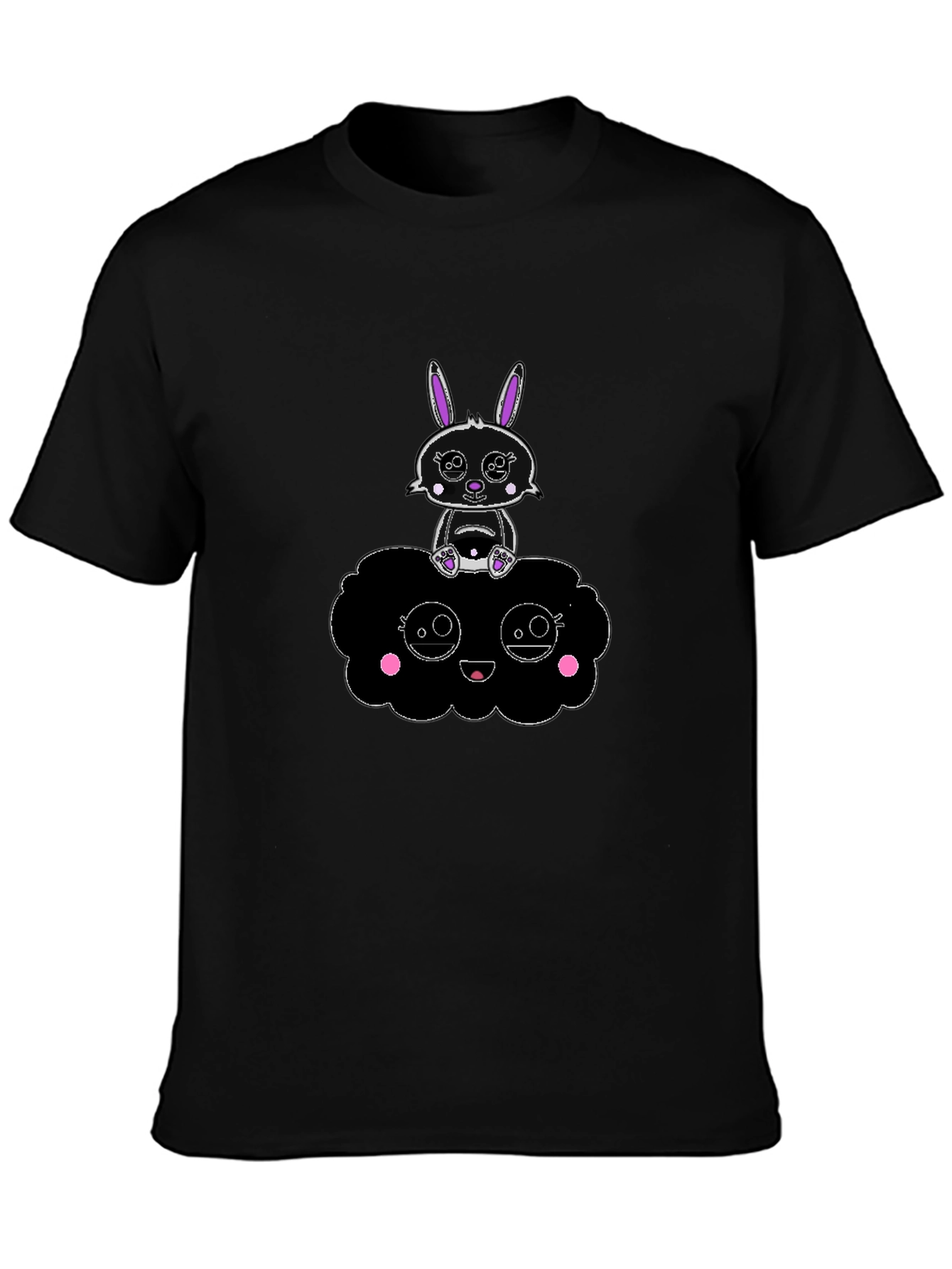 Black Bunny Cloud Graphic Tee - Soft Cotton Blend view 3