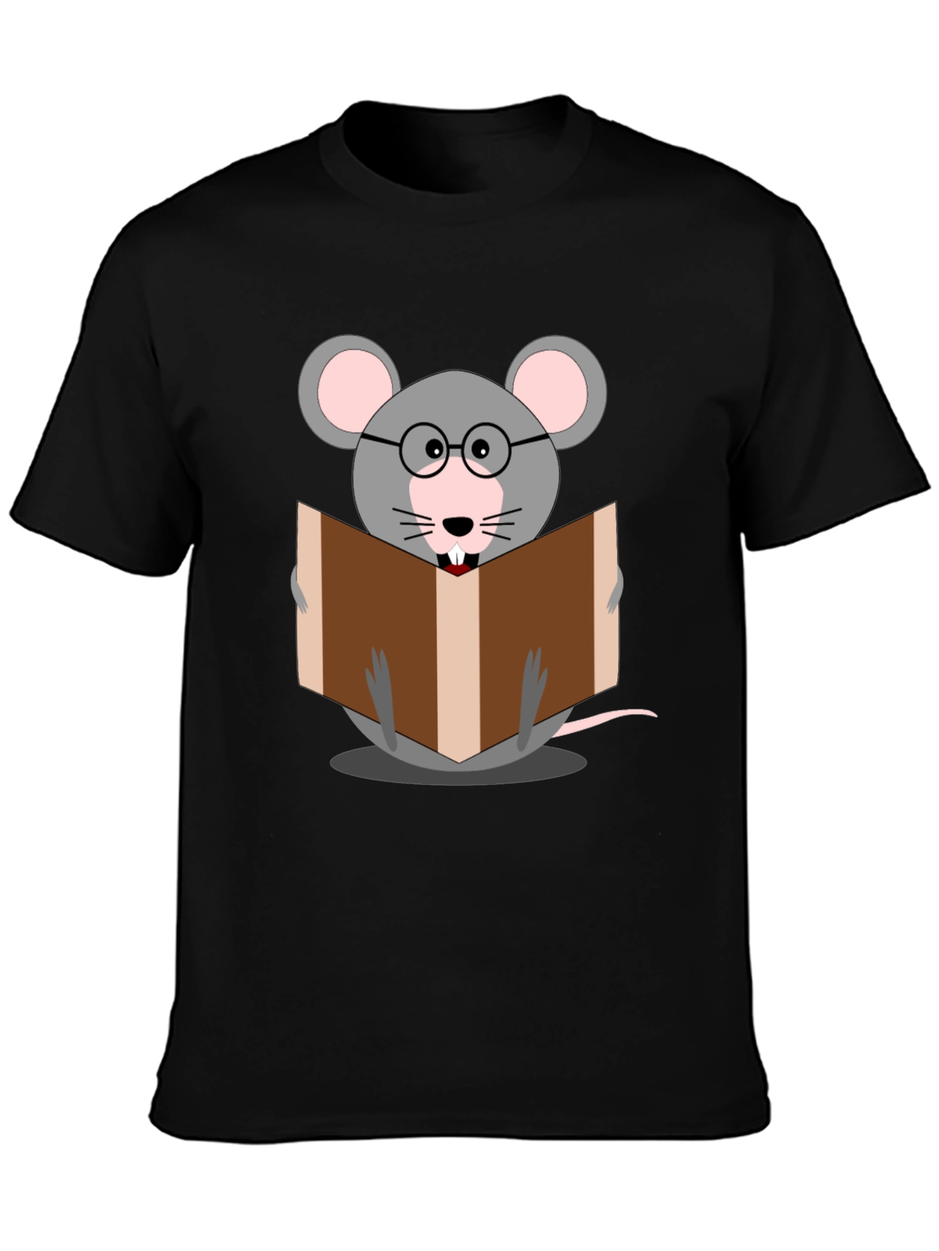 Black Bookworm Mouse Graphic Tee - Read in Style view 3