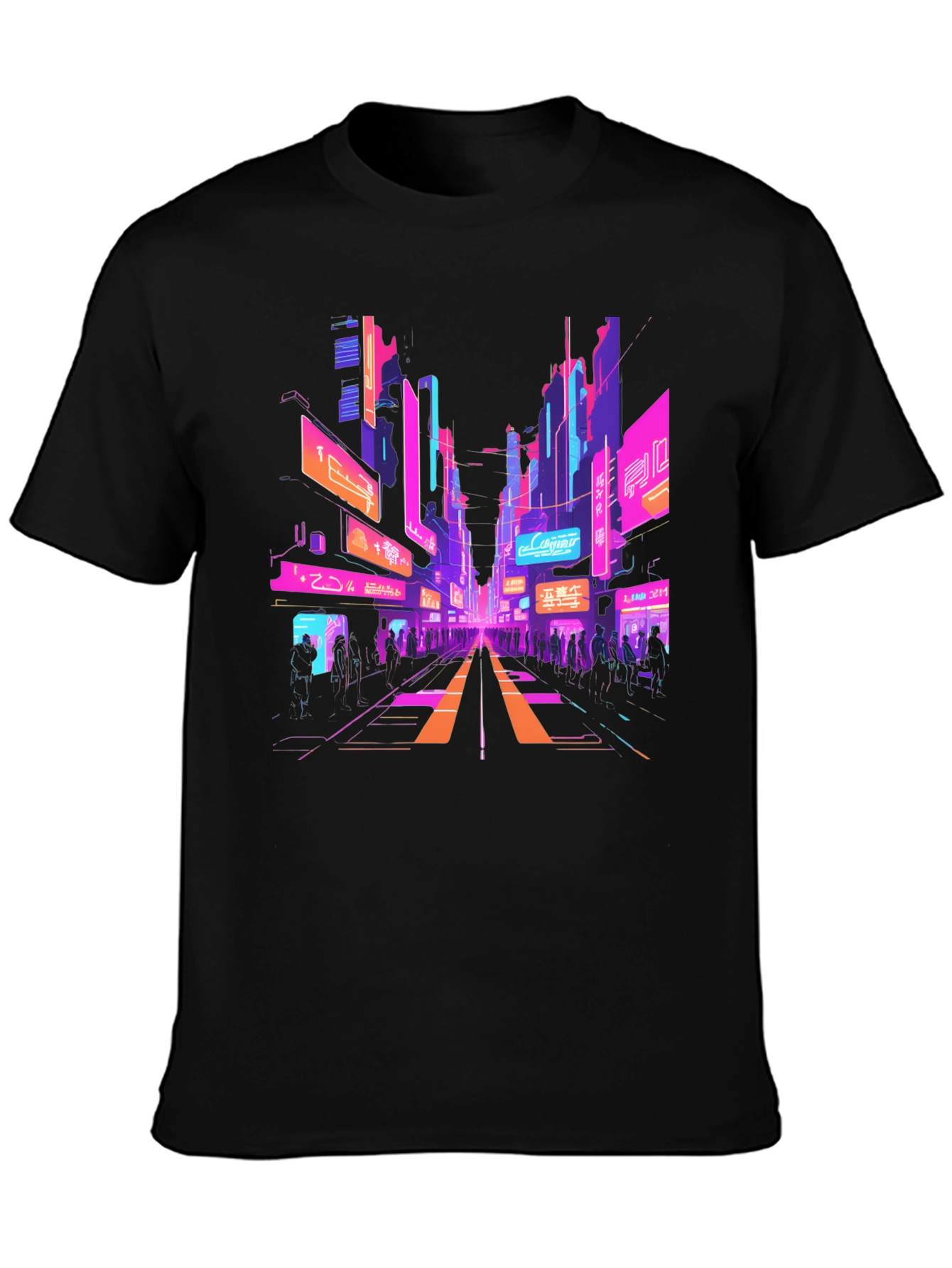 Black Cyberpunk Cityscape Graphic Tee view 3